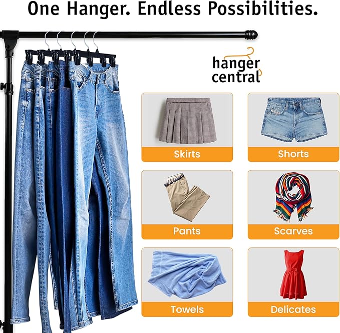 Hanger Central 12 Pack Pants Hangers – 12 Inch Slim Plastic Clothes Hangers - Image 6