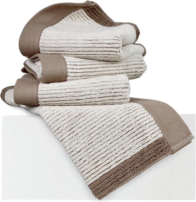 Cleanbear Hand Towels for Bathroom Set of 4, Jacquard Weaved Cotton Face Towels - Image 9