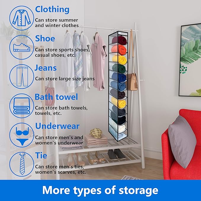 Closet Organization, 12 Section, Hanging Closet Organizer, Space Saving - Image 4