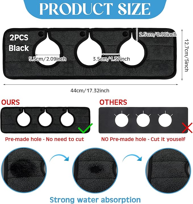 2 Pcs Faucet Mat for Kitchen Sink Splash Guard for Kitchen Sink Faucet Dish - Image 2