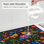 Mexican Dish Drying Mat for Kitchen Counter Mexican Flower Decorative Dish - Image 6