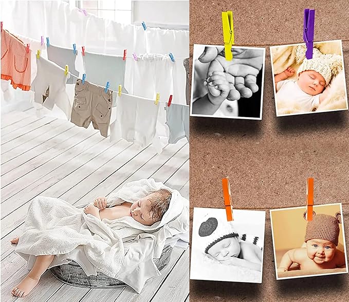 1.9 Inch White Small Clothes Pins Paper Picture School Work Holders Baby Shower - Image 3