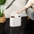 White Slim Bathroom Trash Can - Image 4