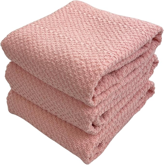 Serafina Home Light Pink Kitchen Hand Dish Towels: Oversized 28" x 18" by SerafinaHome