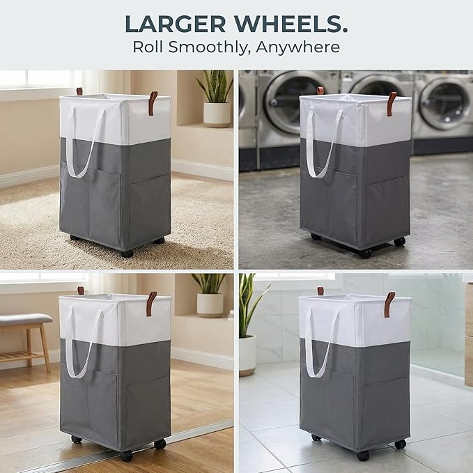 Laundry Basket with Wheels – Foldable, Space-Saving, Fabric Slim Laundry Hamper - Image 8