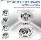 3 in 1 Kitchen Sink Drain Strainer ，304 Stainless Steel Kitchen Sink Stopper - Image 2