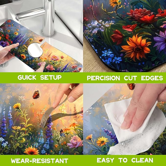 Kitchen Sink Splash Guard Faucet Mat Super Absorbent Fast Drying Mat Guard - Image 5