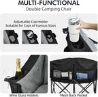 Heated Double Camping Chair - Heated Loveseat Chair for 2 Person Heavy Duty Oversized Padded Camping Couch for Adults Outdoor Sports Lawn Portable Folding Chairs - Image 5