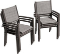 Flamaker Patio Chairs Textilene Outdoor Chairs Set of 6 Stackable Dining Chair for Backyard, Deck, Poolside (Grey) by Flamaker