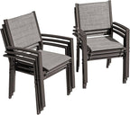 Flamaker Patio Chairs Textilene Outdoor Chairs Set of 6 Stackable Dining Chair for Backyard, Deck, Poolside (Grey) by Flamaker