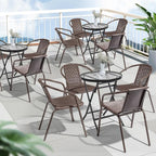 VINGLI PE Rattan Outdoor Dining Chairs Set of 1, Plastic Stackable Patio Chairs for Indoor, Porch, Restaurant, Garden, Brown - Image 8