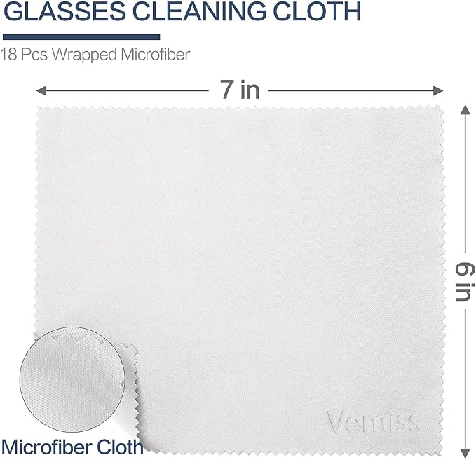 Vemiss 6 Pack Microfiber Glasses Cleaning Cloth, Wipes Lens Eyeglasses & Screens - Image 2