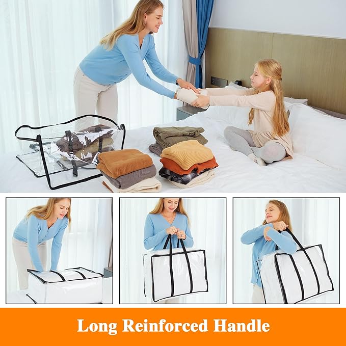 Vieshful 7 Pack Clear Comforter Storage Bag, 60L Clothes Storage Bag - Image 2