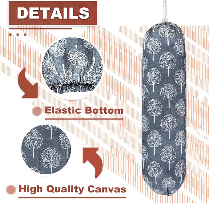 Plastic Bag Holder, Wall Mount Plastic Bag Organizer, Washable Large Grocery - Image 3