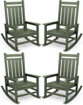 SERWALL Oversized Outdoor Rocking Chair Set of 4, HDPE Rocker for Adults, Patio Rocking Chairs for Porch, Avocado Green by SERWALL