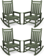 SERWALL Oversized Outdoor Rocking Chair Set of 4, HDPE Rocker for Adults, Patio Rocking Chairs for Porch, Avocado Green by SERWALL
