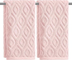 Artoid Mode 2 Pcs Pink 3D Diamond Grid Jacquard Hand Towels by ArtoidMode