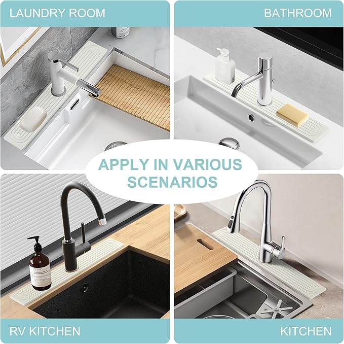 Faucet Mat for Kitchen Sink, Diatomite Fast Drying Stone Sink Tray, Super - Image 7
