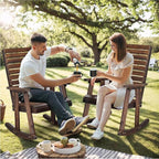 VINGLI Wooden Rocking Chair with High Backrest, Solid Fir Wood, Heavy Duty 600 LBS Patio Rockers for Indoor and Outdoor, Garden, Yard, Patio, Rustic - Image 7