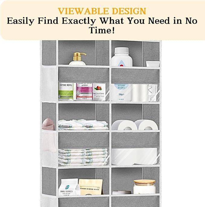 2 Pack Over The Door Organizer 5 Tiers, Extra Large Behind Door Storage of 10 - Image 4