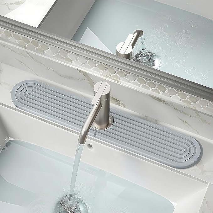 2 Set/4PCS Faucet Mat for Kitchen Sink Splash Guard Faucet Mat Absorbent by Bornerwhite