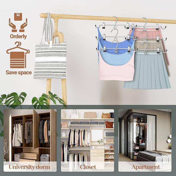 Pants Hangers Space Saving, Stackable Skirt Hangers - Image 3