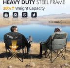 Oversized Camping Chair for Adults - Heavy Duty Outdoor Padded Large Lawn Camp Chair with Cup Holder Cooler Pockets for Sports Beach Fishing Garden Portable Supports 500lbs, Black/Grey 2 Pack - Image 5