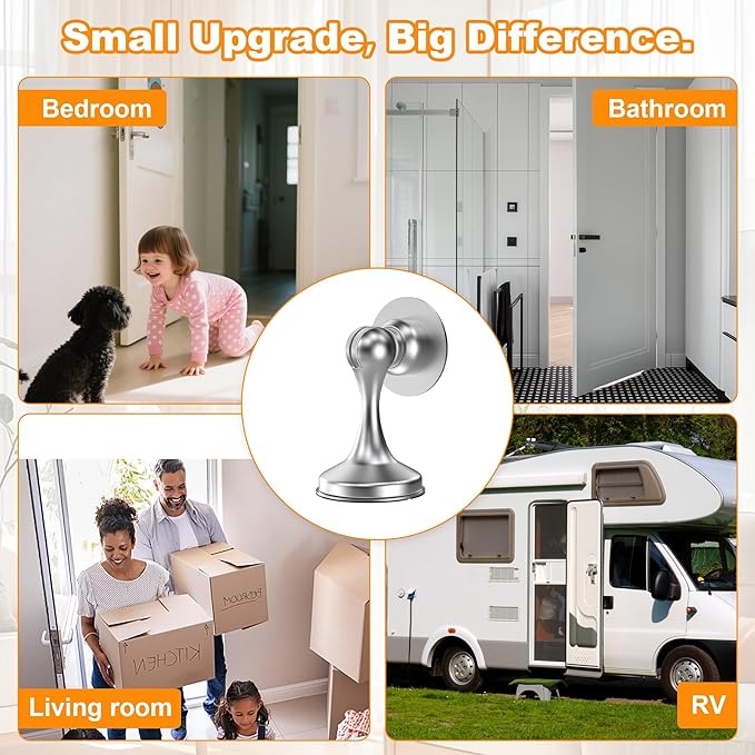 Crosize Magnetic Door Stoppers 2 Pack, Stainless Steel Door Stops - Image 7