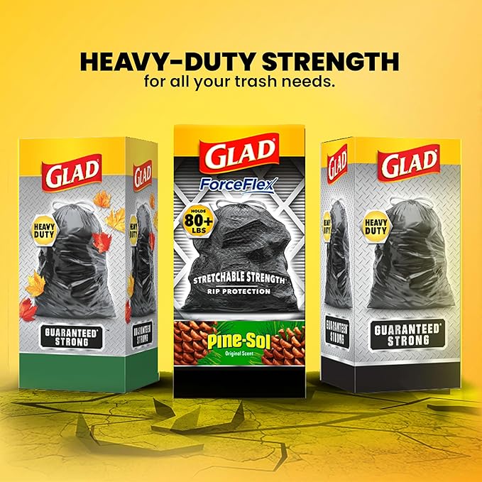 Glad Large 30 Gallon Trash Bags, Pine-Sol Heavy Duty Garbage Bags, Forceflex - Image 8