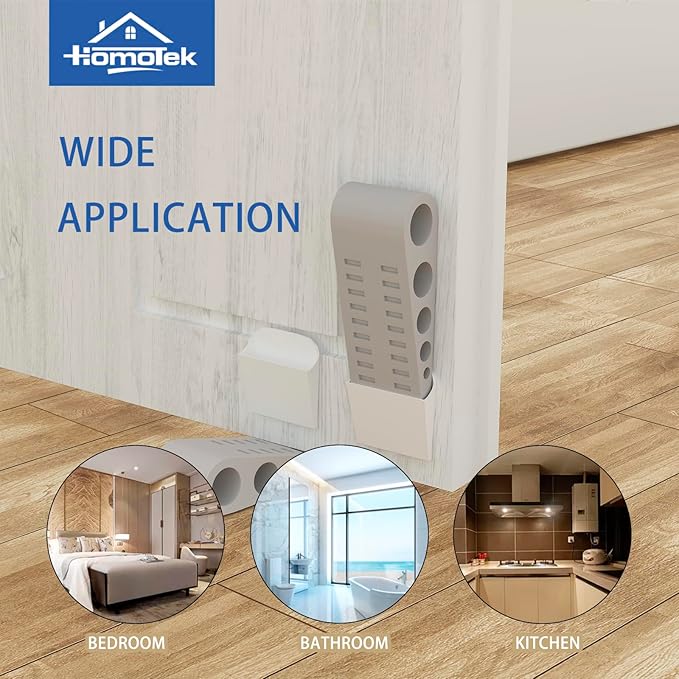 HOMOTEK 2 Pack Wedge Rubber Door Stops Door Chucks Stoppers Wall Protector - Image 5