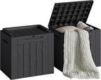 Devoko 30 Gallon Resin Deck Box 2 Pack Outdoor Indoor Waterproof Storage Box for Patio Furniture Pool Accessories Storage for Cushion Garden Tools (Black, 2 Pack) by DEVOKO
