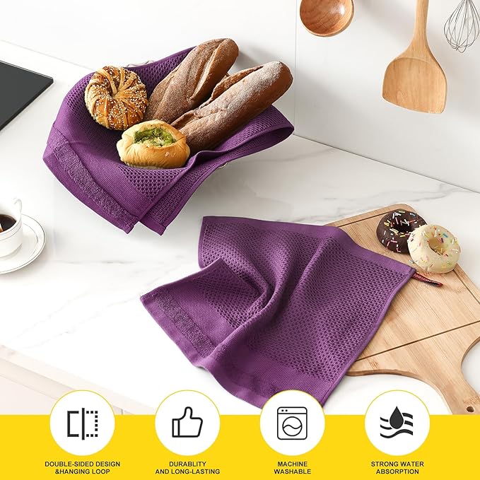 Homaxy Kitchen Towels and Dishcloths Set, 12 x 12 and 13 x 28 Inches, Super - Image 3