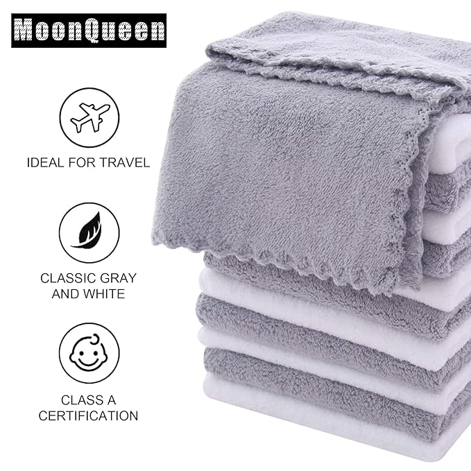 MOONQUEEN Microfiber Facial Cloths Fast Drying Washcloth 12 Pack - Image 5