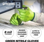 GLOVEWORKS HD Green Gloves, 8 Mil Nitrile Disposable Heavy Duty Raised Diamond - Image 2