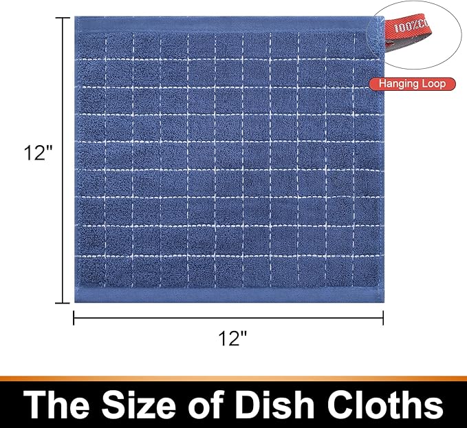 Mordimy 100% Cotton Terry Cloth Dish Cloths, Soft and Absorbent Checkered Dish - Image 6