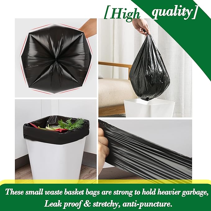 2.5 Gallon 120 pcs Small Black Trash Bags, Strong 2.5 Gallon 2.6 Gallon Garbage - Image 4