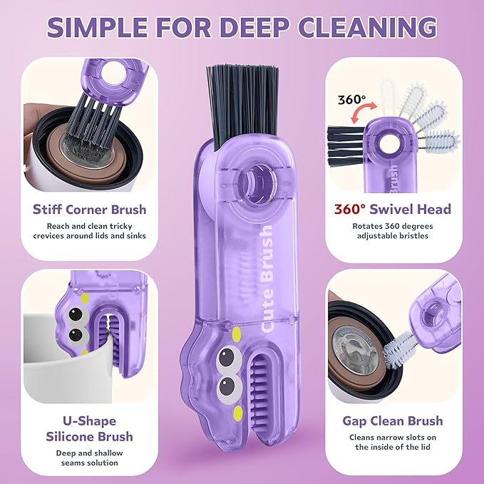 Cup Lid Cleaning Brush, 3 in 1 Lid Cleaner - Image 4