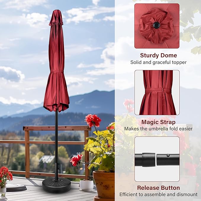 Simple Deluxe 9' Patio Umbrella Outdoor Table Market Yard Umbrella with Push Button Tilt/Crank - Image 4