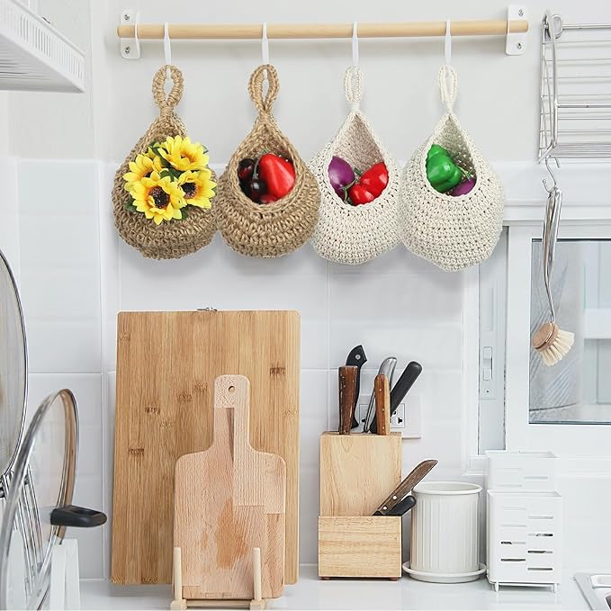 PATIKIL Hanging Fruit Baskets for Kitchen, Medium Size Teardrop Home Decor - Image 7