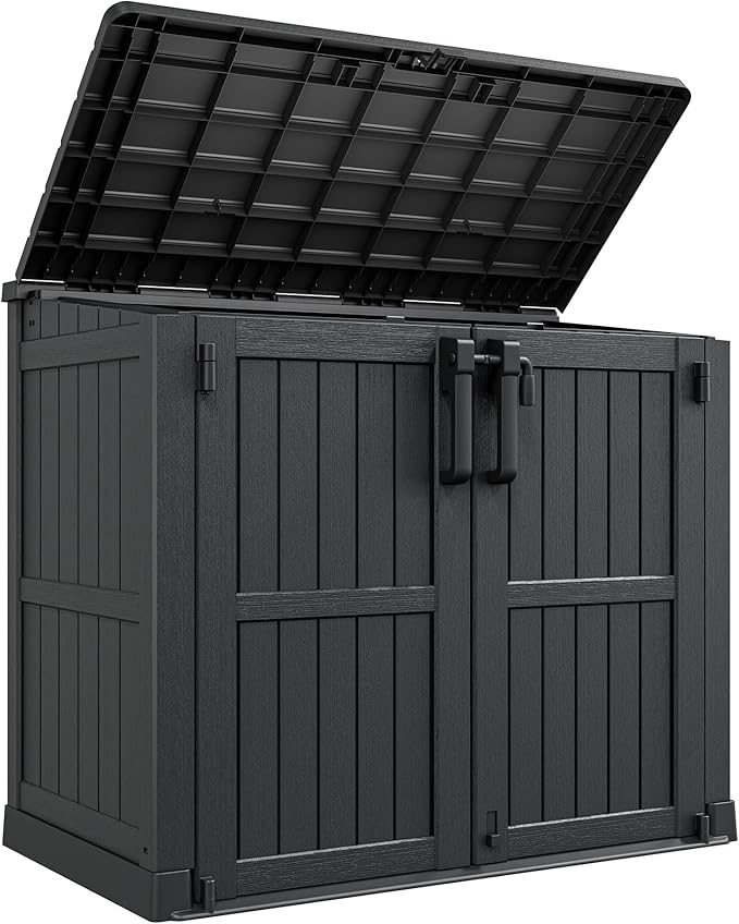 LHBcraft Outdoor Storage Cabinet 36 Cu Ft with Lockable Doors, Portable Horizontal Resin Storage Shed - Easy to Assemble, Waterproof Small Storage Shed with Floor Black by LHBcraft-US