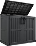 LHBcraft Outdoor Storage Cabinet 36 Cu Ft with Lockable Doors, Portable Horizontal Resin Storage Shed - Easy to Assemble, Waterproof Small Storage Shed with Floor Black by LHBcraft-US