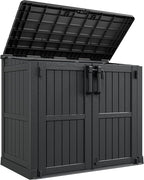 LHBcraft Outdoor Storage Cabinet 36 Cu Ft with Lockable Doors, Portable Horizontal Resin Storage Shed - Easy to Assemble, Waterproof Small Storage Shed with Floor Black by LHBcraft-US