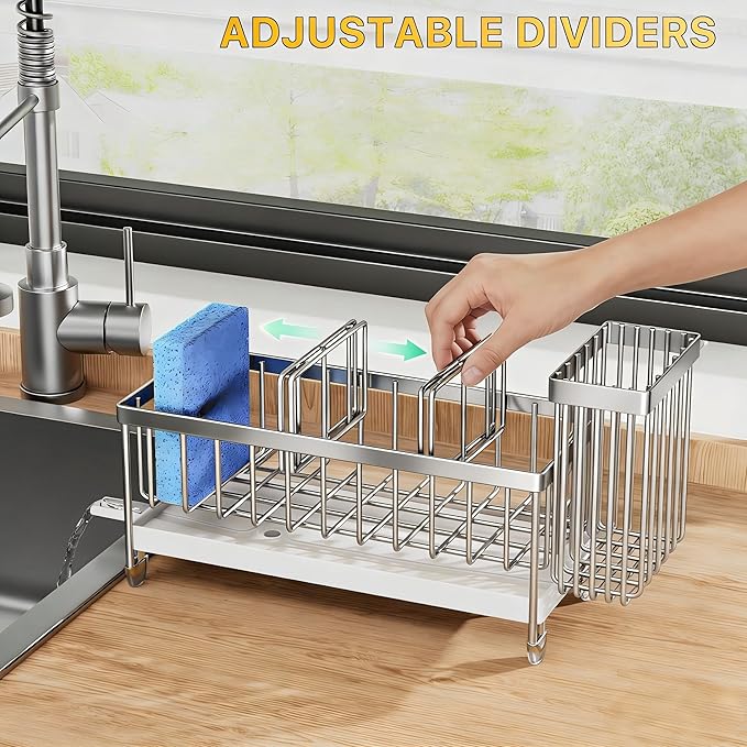 Cisily Sponge Holder for Kitchen Sink, Sink Caddy Organizer - Image 4