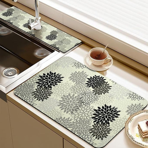 19.5" x 12" Dish Drying Mat & 24" x 5.5" Sink Splash Guard, Super Absorbent by BathtubMat