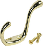 Rok Hardware Heavy Duty Dual Coat Hook, Bright Brass, 10 Pack ROKCH101BB by Rok