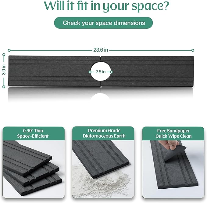 Stone Faucet Mat for Kitchen Sink Splash Guard 23.6" x 3.9" - Image 2