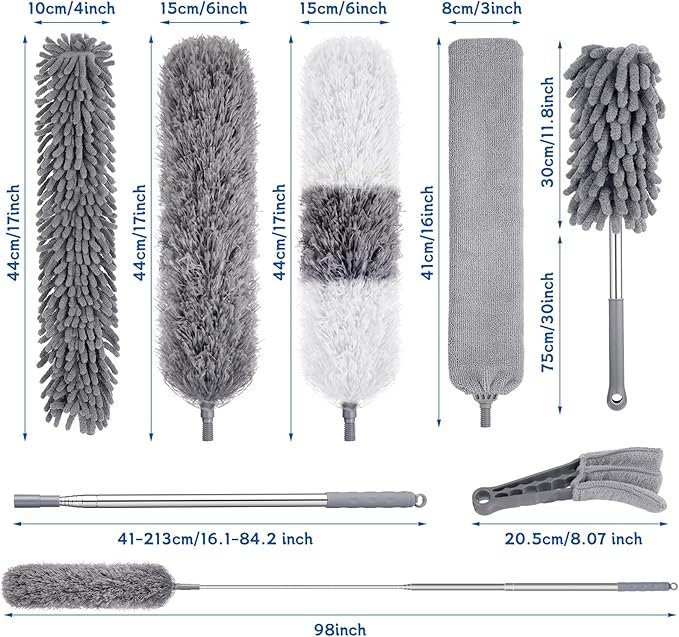 9PCS Dusters for Cleaning, Extendable Microfiber Duster - Image 2