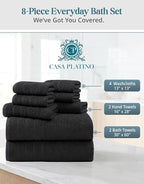 Casa Platino 100% Cotton Bath Towel Pack of 8 - Image 4