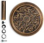 Backyard Expressions 20 lb Patio Umbrella Base Stand, Decorative Rose Medallion Antique Bronze Finish, Fits 1.5–1.9 in Poles w/Adapters, 18 in Round Weighted Outdoor Umbrella Holder for Deck & Table - Image 5