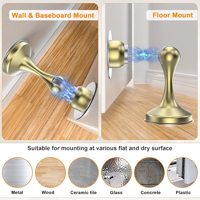 Crosize Magnetic Door Stoppers 2 Pack, Stainless Steel Door Stops - Image 5